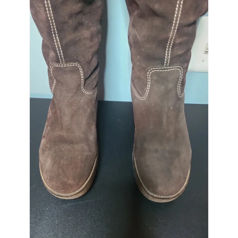 KORS Michael Kors Made in Italy Brown Suede Winter Fur Wedge‎ Boots US 10/ EU 40